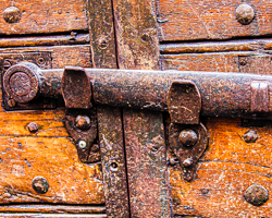 This Pompeii door bolt fuses geometry and patina into art.