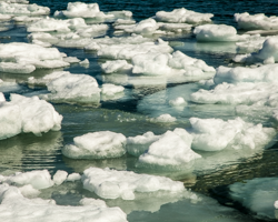 Winter's icy archipelago stretches toward the horizon.